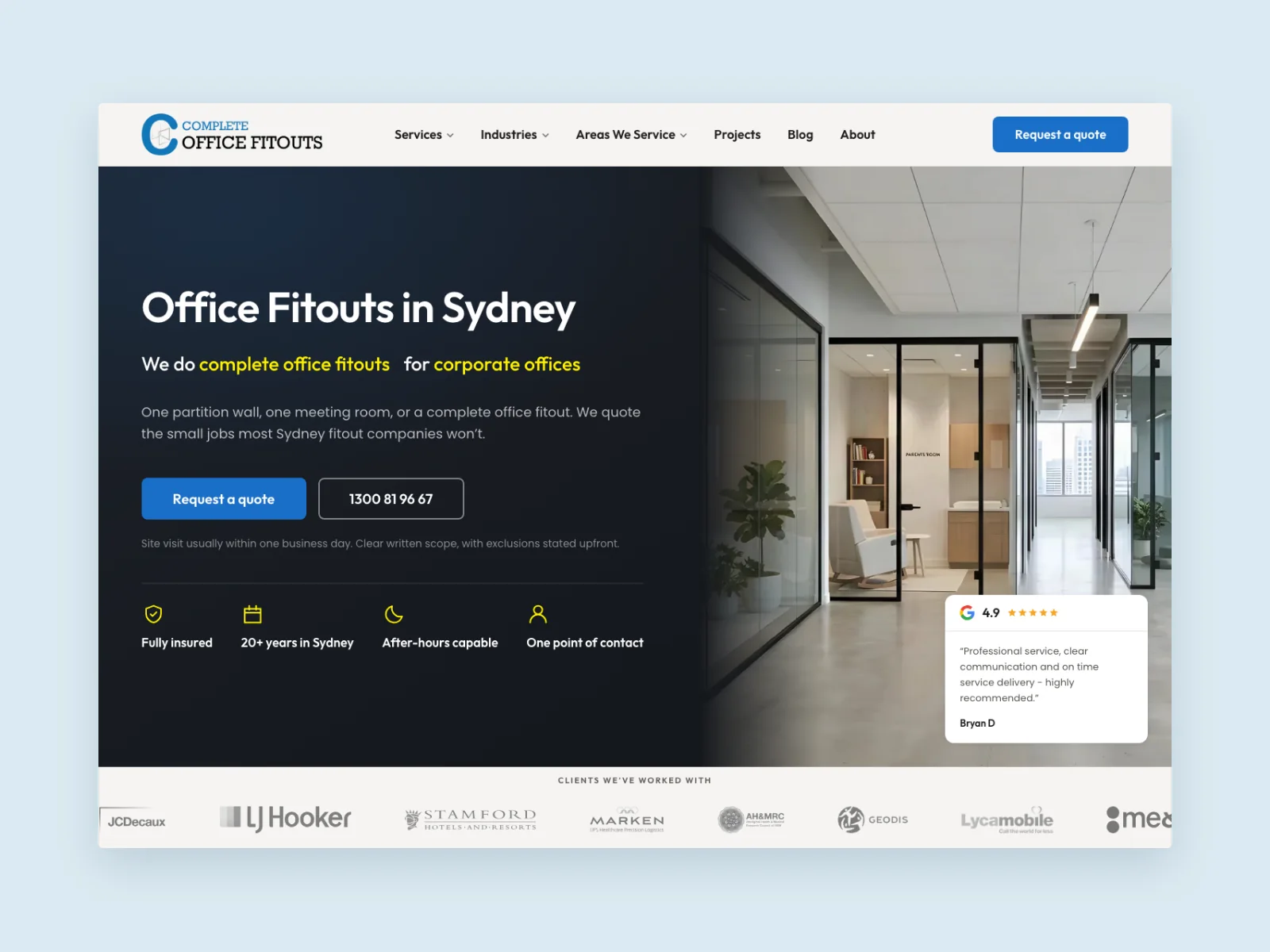 Complete Office Fitouts | Next.js Migration & Backend