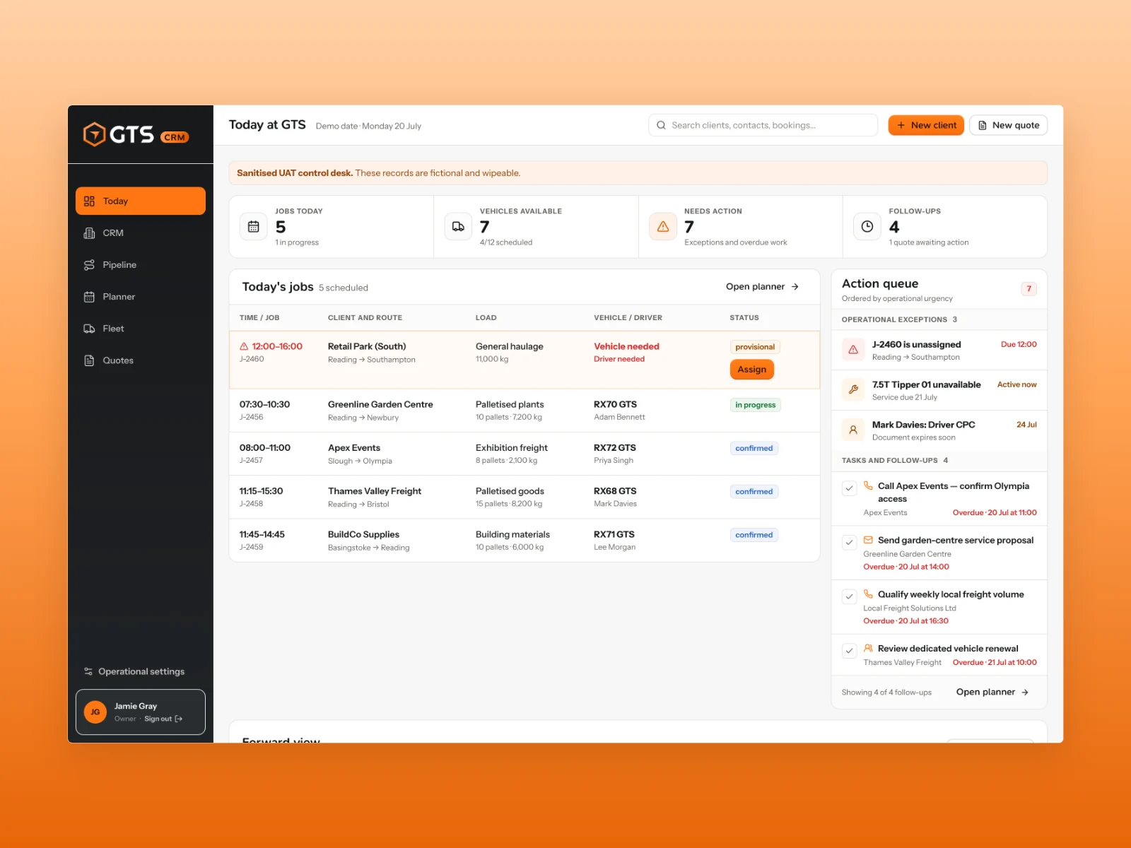 GTS Reading | Bespoke Transport CRM