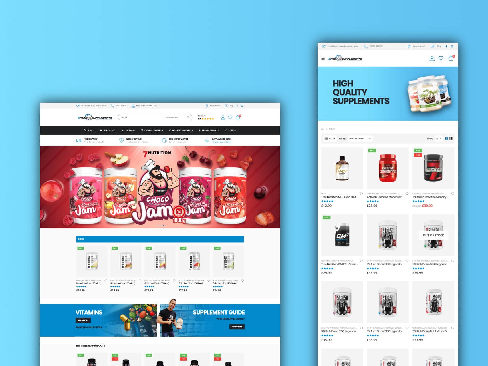6 Pack Supplements Online Shop Build project