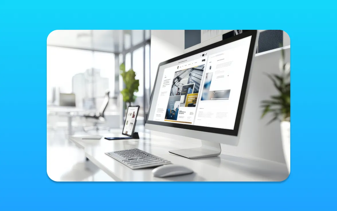 Business website displayed on a desktop computer